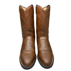 Justin Western Cowboy Boots Brown Leather Men’s 10.5 D EUC JB3001GC